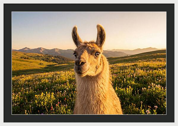 Llama Portrait In The Mountains