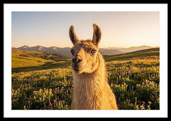Llama Portrait In The Mountains