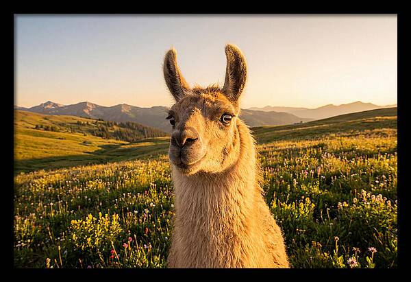 Llama Portrait In The Mountains