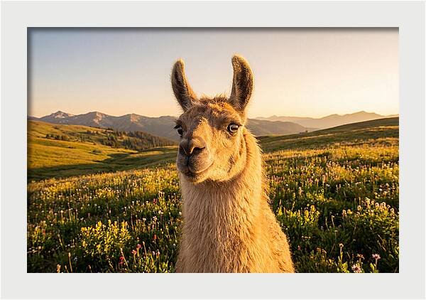 Llama Portrait In The Mountains