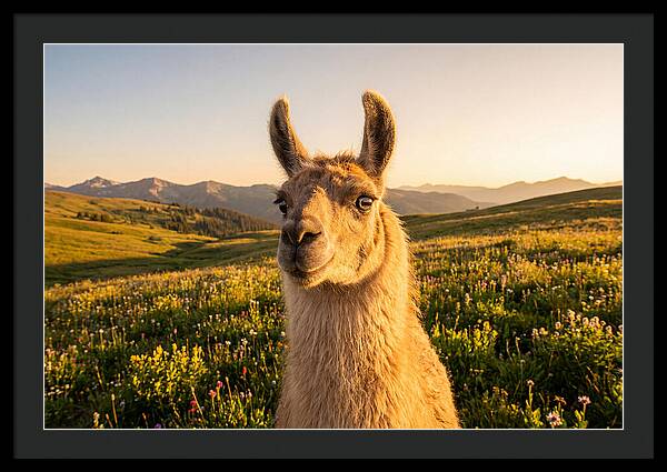 Llama Portrait In The Mountains