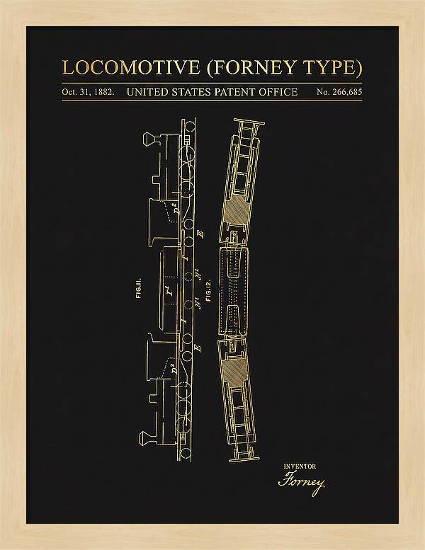 Locomotive Forney Type Gold Patent Us266685