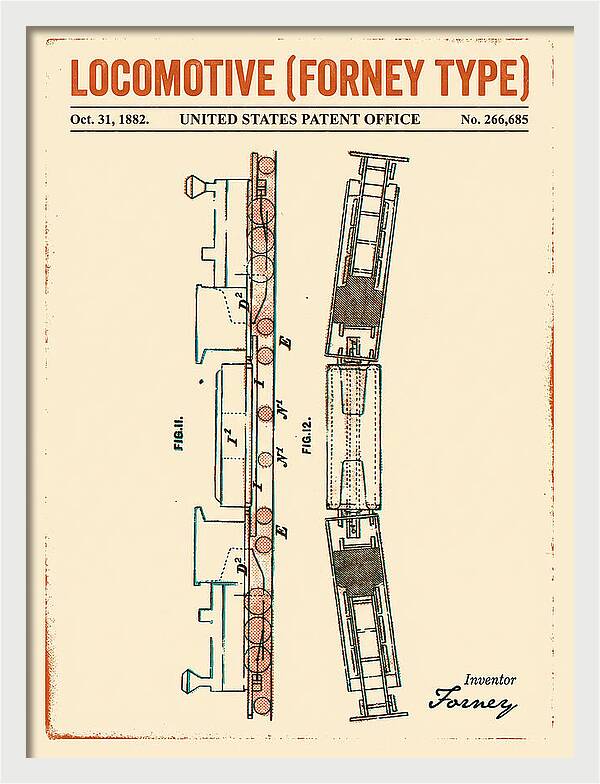 Locomotive Forney Type Retro Patent Us266685