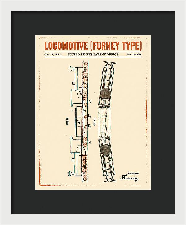Locomotive Forney Type Retro Patent Us266685