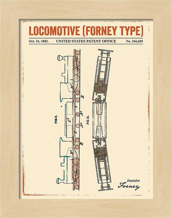 Locomotive Forney Type Retro Patent Us266685