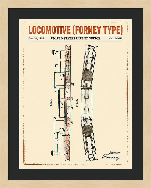 Locomotive Forney Type Retro Patent Us266685