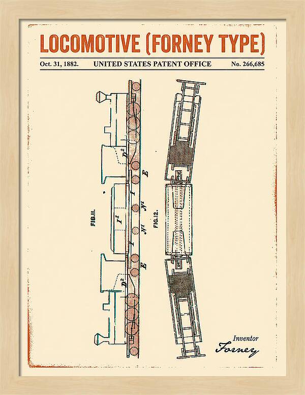 Locomotive Forney Type Retro Patent Us266685