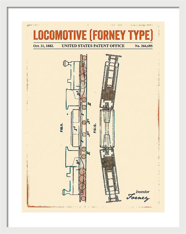 Locomotive Forney Type Retro Patent Us266685
