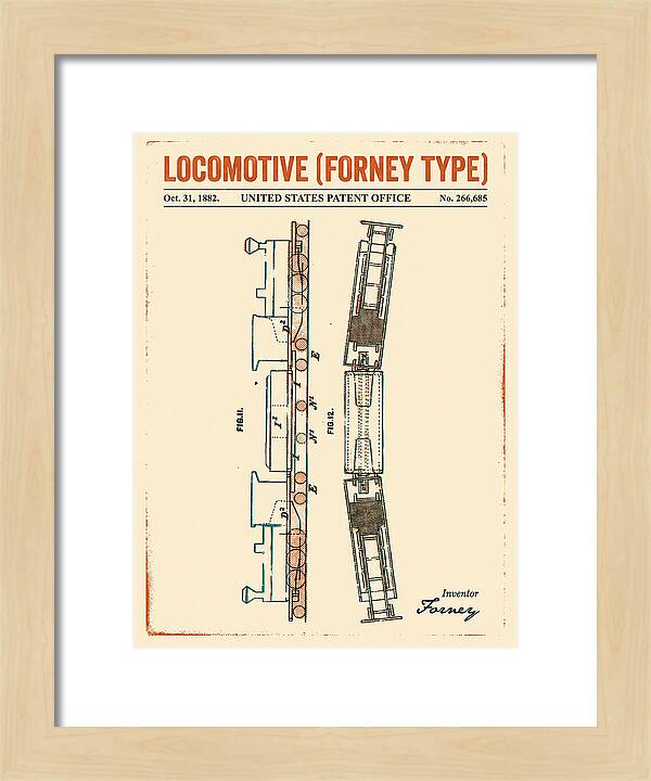 Locomotive Forney Type Retro Patent Us266685