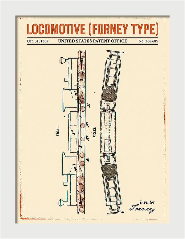 Locomotive Forney Type Retro Patent Us266685