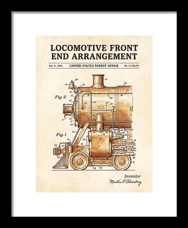 Locomotive Front End Arrangement Watercolor Patent Us2170791