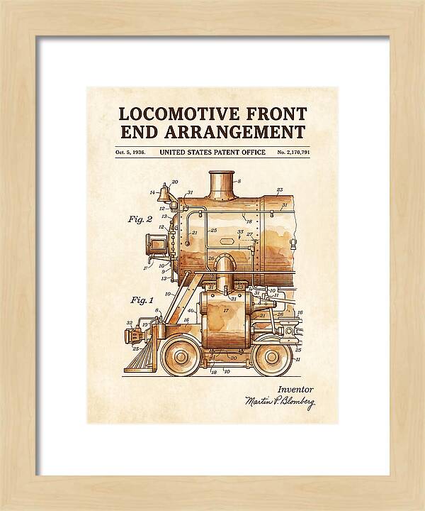 Locomotive Front End Arrangement Watercolor Patent Us2170791