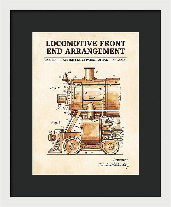 Locomotive Front End Arrangement Watercolor Patent Us2170791