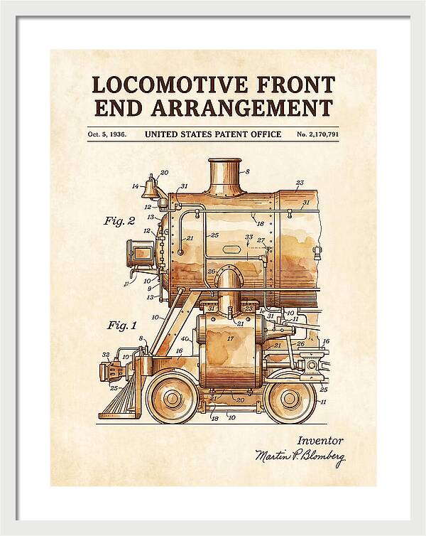 Locomotive Front End Arrangement Watercolor Patent Us2170791