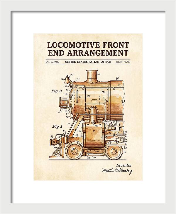Locomotive Front End Arrangement Watercolor Patent Us2170791