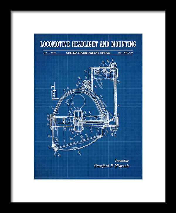 Locomotive Headlight And Mounting Blueprint Patent Us1650719