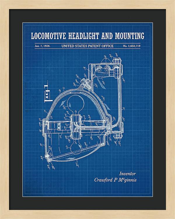 Locomotive Headlight And Mounting Blueprint Patent Us1650719