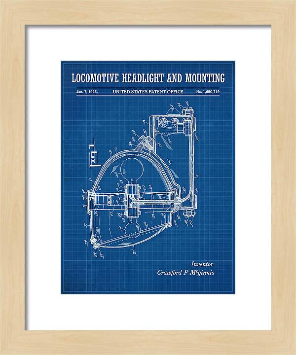 Locomotive Headlight And Mounting Blueprint Patent Us1650719