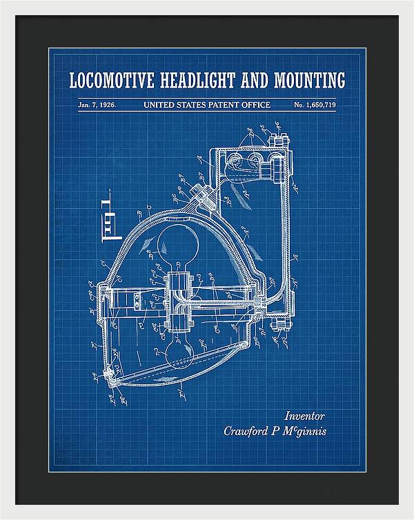 Locomotive Headlight And Mounting Blueprint Patent Us1650719