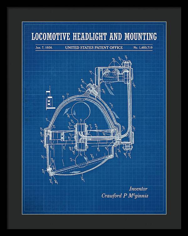 Locomotive Headlight And Mounting Blueprint Patent Us1650719