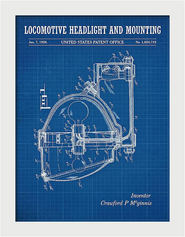 Locomotive Headlight And Mounting Blueprint Patent Us1650719
