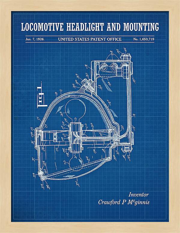 Locomotive Headlight And Mounting Blueprint Patent Us1650719