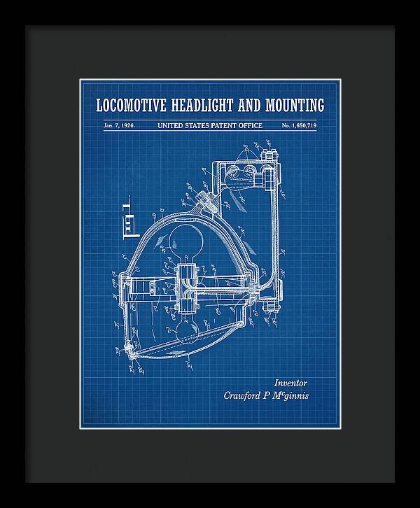 Locomotive Headlight And Mounting Blueprint Patent Us1650719