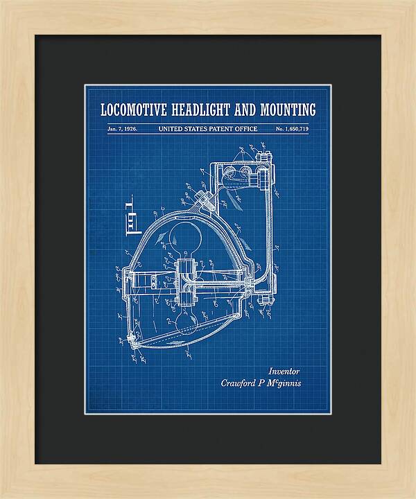 Locomotive Headlight And Mounting Blueprint Patent Us1650719