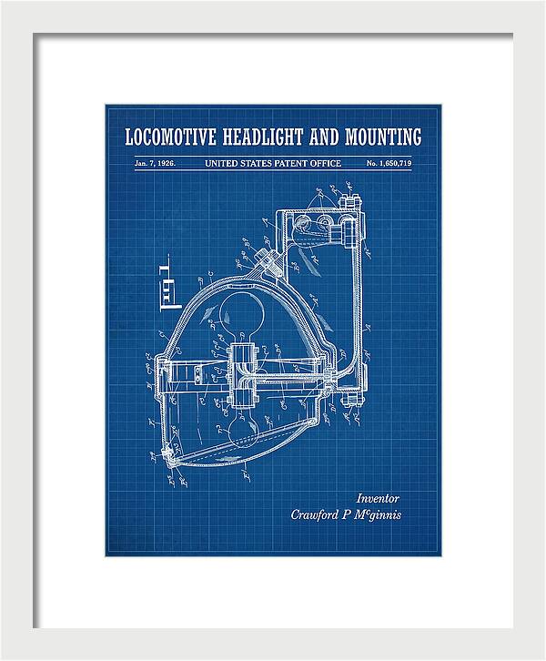 Locomotive Headlight And Mounting Blueprint Patent Us1650719