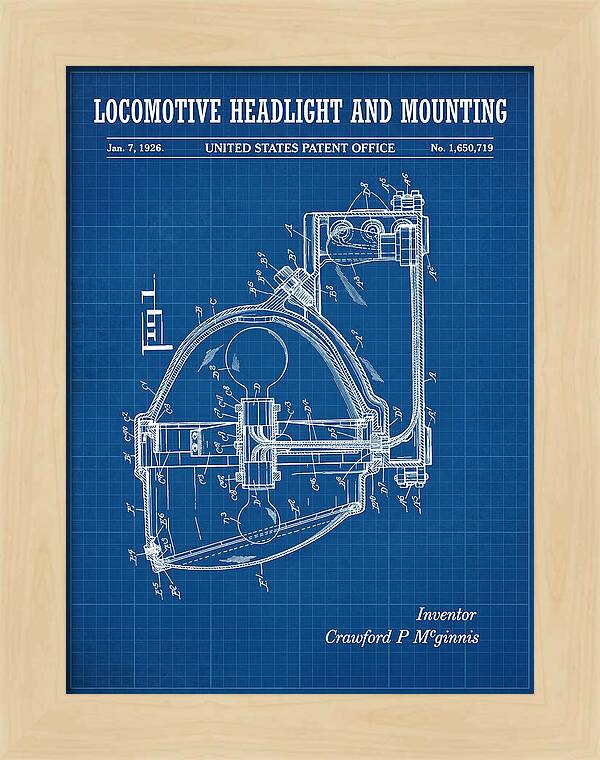 Locomotive Headlight And Mounting Blueprint Patent Us1650719