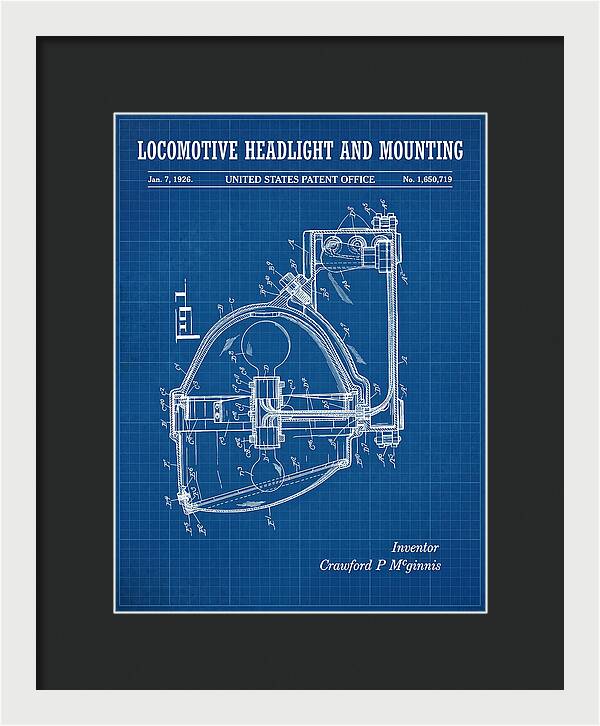 Locomotive Headlight And Mounting Blueprint Patent Us1650719