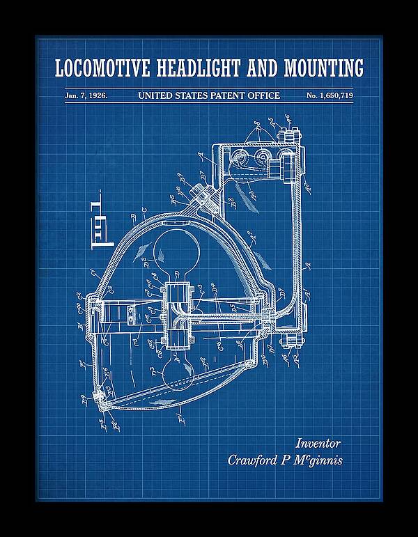 Locomotive Headlight And Mounting Blueprint Patent Us1650719