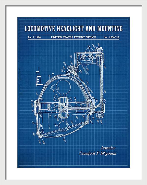 Locomotive Headlight And Mounting Blueprint Patent Us1650719