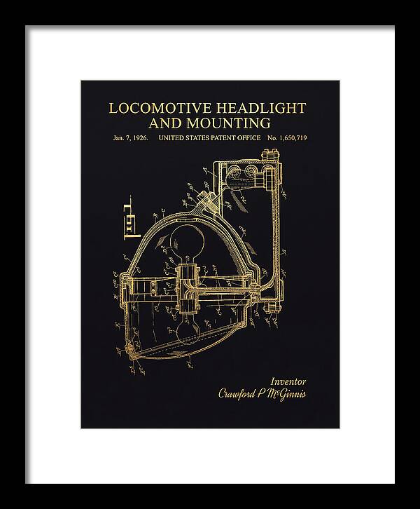 Locomotive Headlight And Mounting Gold Patent Us1650719