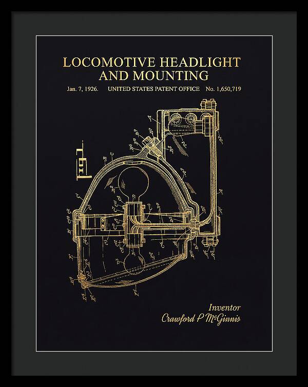 Locomotive Headlight And Mounting Gold Patent Us1650719