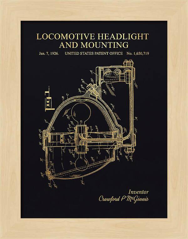 Locomotive Headlight And Mounting Gold Patent Us1650719