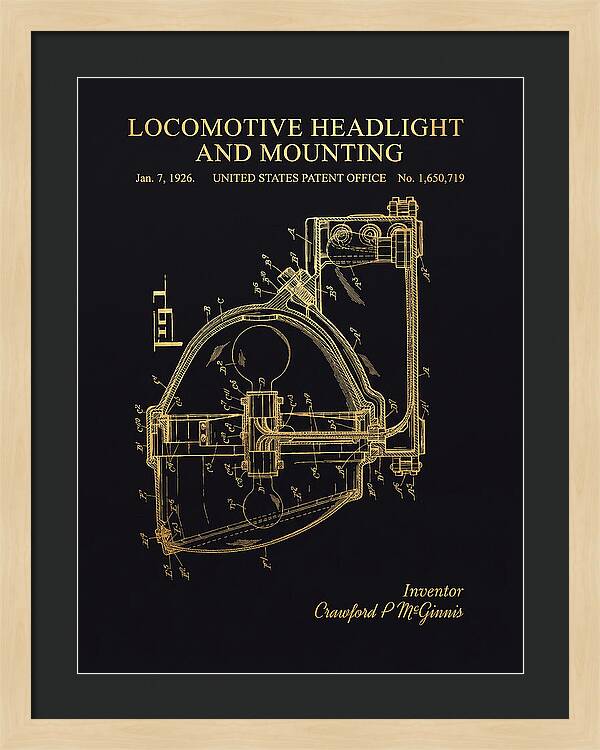 Locomotive Headlight And Mounting Gold Patent Us1650719