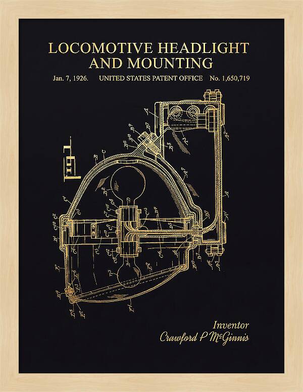 Locomotive Headlight And Mounting Gold Patent Us1650719