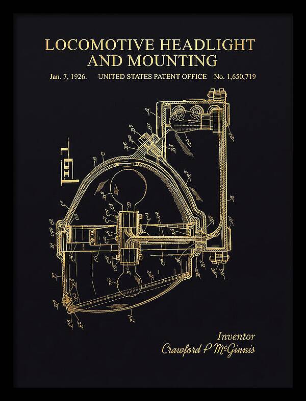 Locomotive Headlight And Mounting Gold Patent Us1650719