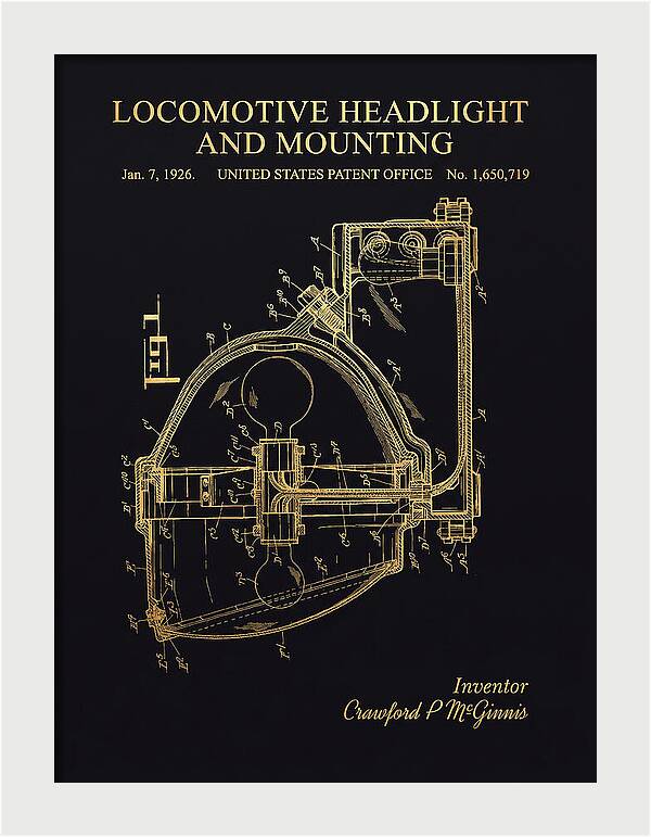 Locomotive Headlight And Mounting Gold Patent Us1650719