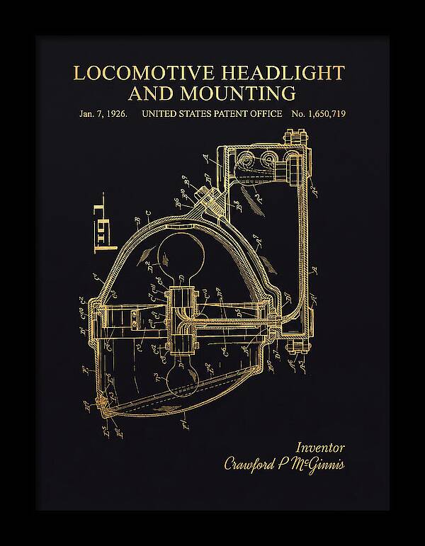 Locomotive Headlight And Mounting Gold Patent Us1650719
