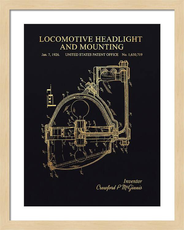 Locomotive Headlight And Mounting Gold Patent Us1650719