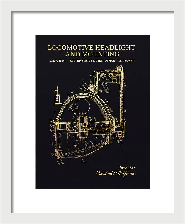 Locomotive Headlight And Mounting Gold Patent Us1650719