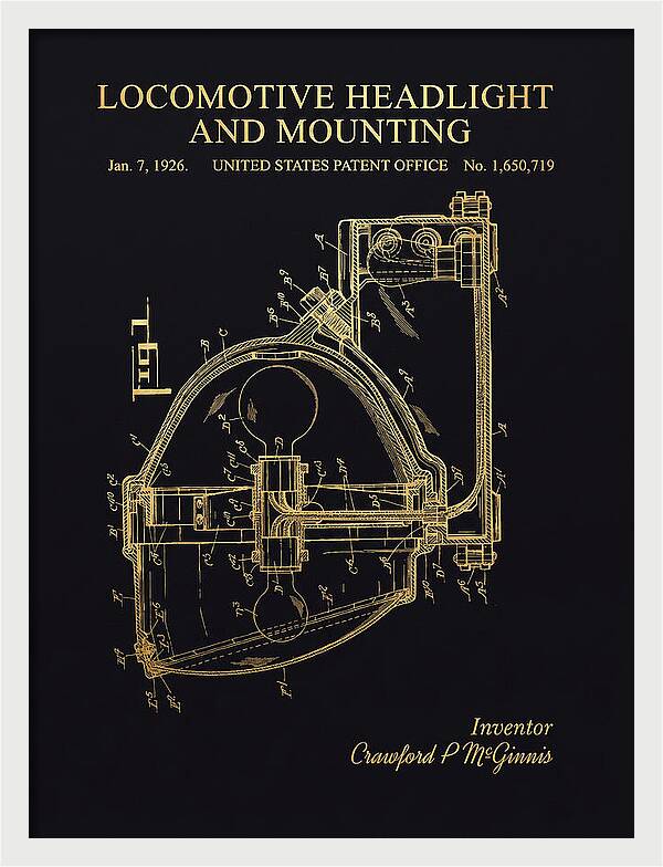 Locomotive Headlight And Mounting Gold Patent Us1650719