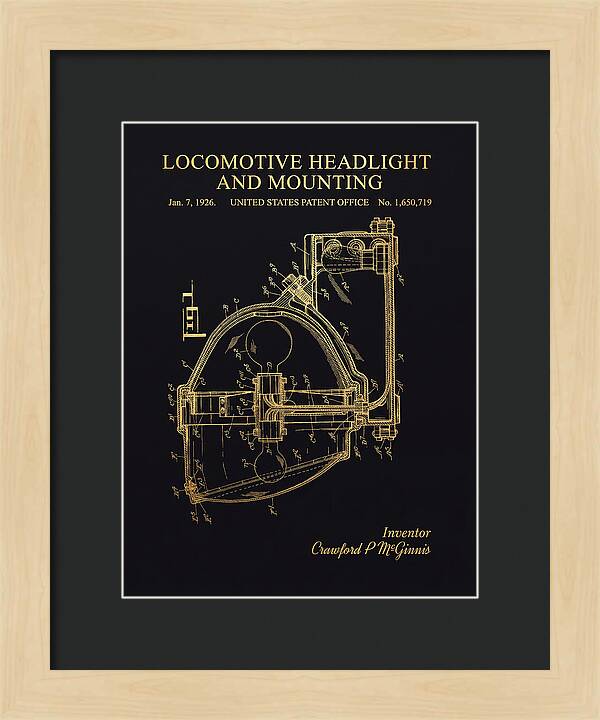 Locomotive Headlight And Mounting Gold Patent Us1650719