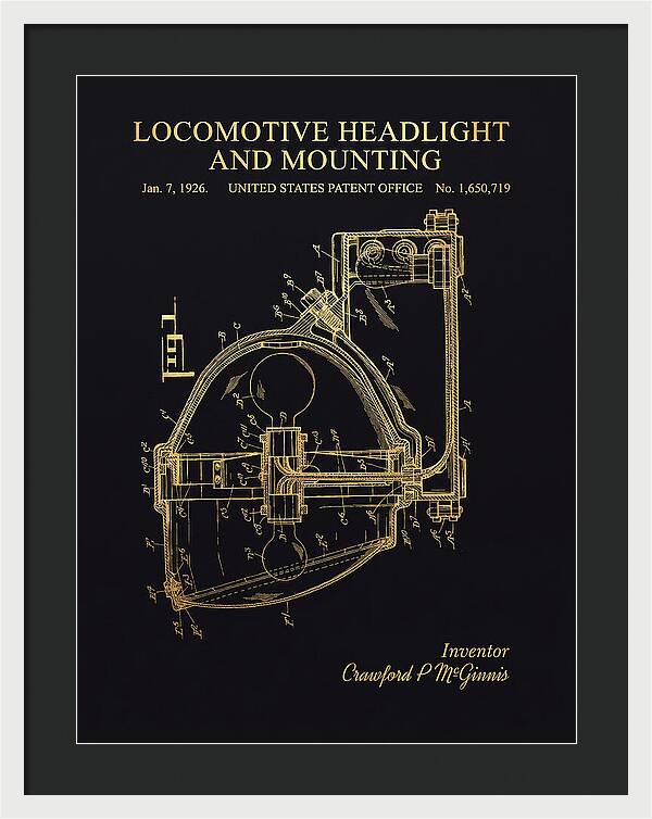 Locomotive Headlight And Mounting Gold Patent Us1650719