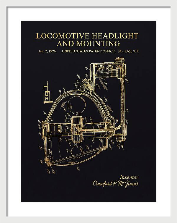 Locomotive Headlight And Mounting Gold Patent Us1650719