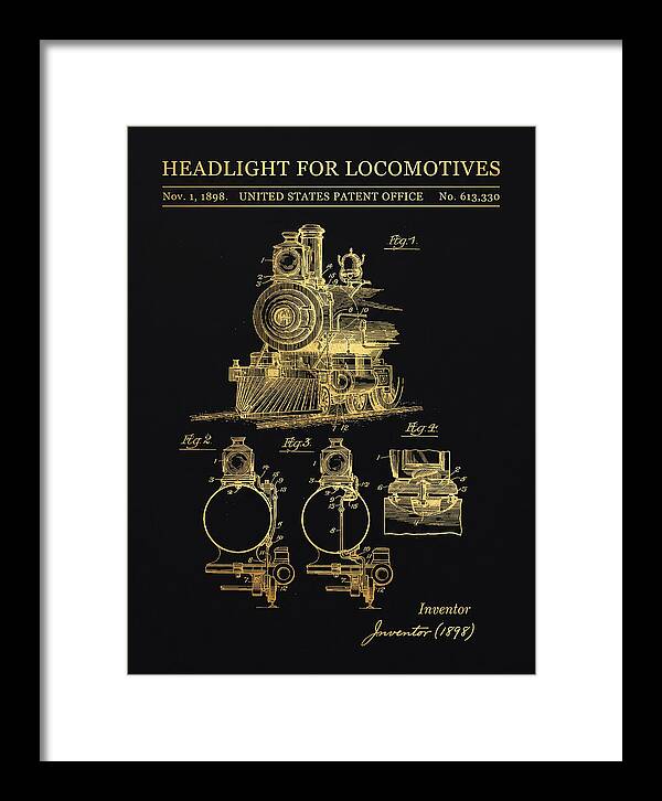 Locomotive Headlight Gold Patent Us613330