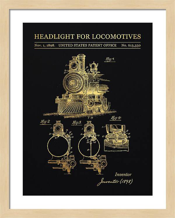 Locomotive Headlight Gold Patent Us613330
