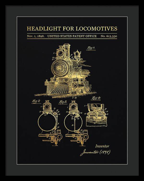 Locomotive Headlight Gold Patent Us613330
